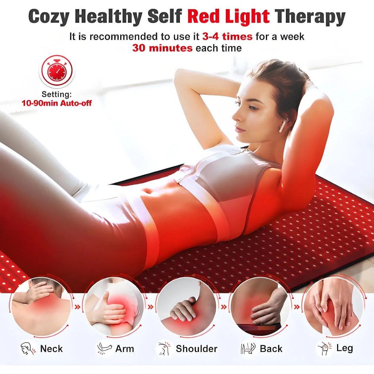 Red Light Therapy Mat for Body, 31.5" * 11.8" Red Light Therapy Blanket Red near Infrared 660Nm 850Nm Full Body Pad, 1080 Leds Infrared Light Therapy for Body for Pain Relief, Improved Sleep