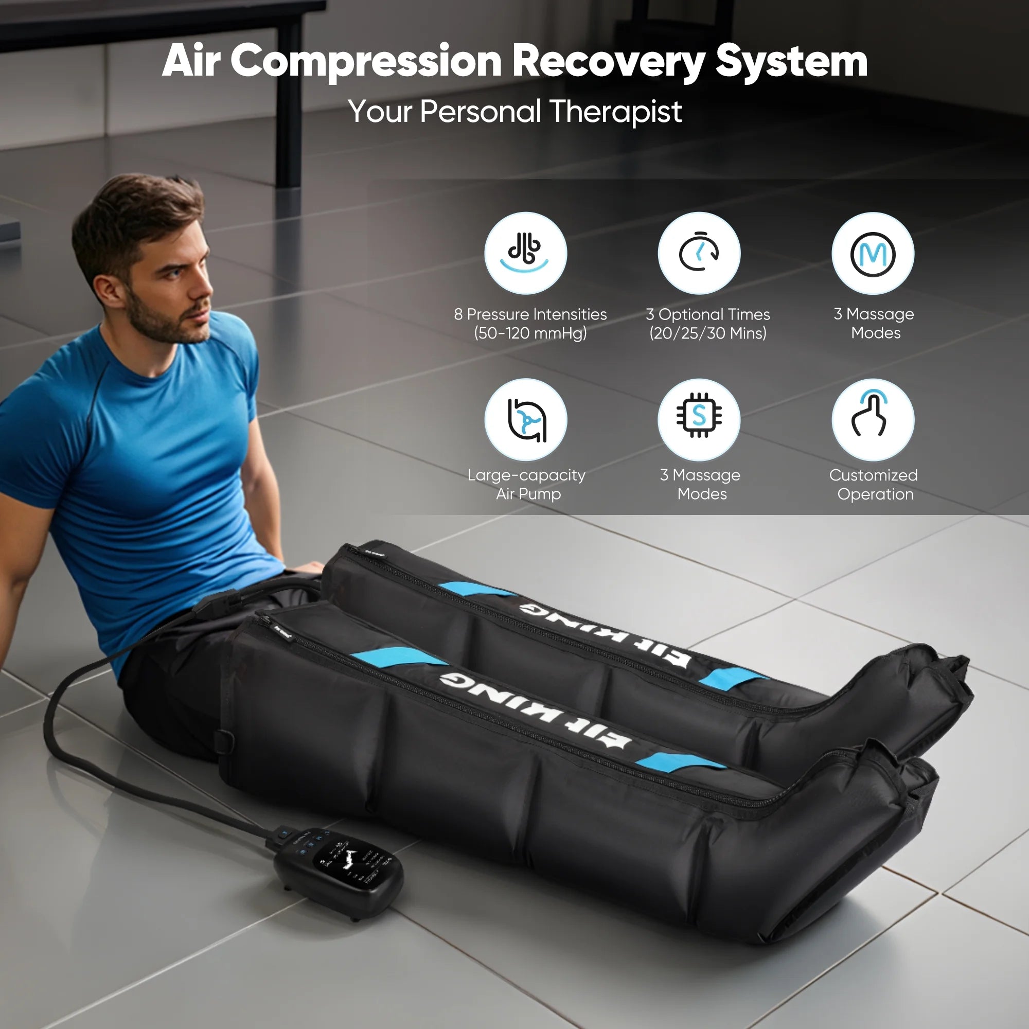 Air Compression Recovery System, Calf &Thigh& Foot Air Massage Boots, for Blood Circulation and Fast Recovery FSA/HSA Eligible (Medium)
